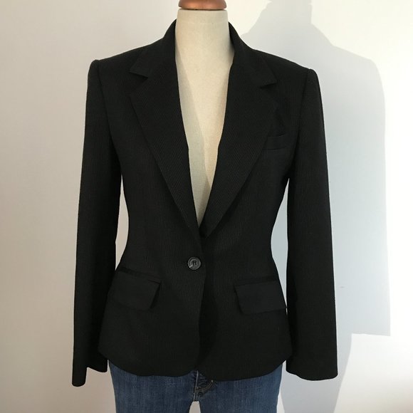 Margaret M Jackets & Blazers - Margaret M - Black Jacket with White Strips